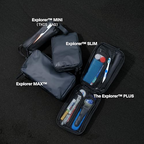 Gravel Mini Hanging Toiletry Bag for Men and Women - Comes in 3 Sizes, Water-Resistant, Durable, Compact, Dopp Kit Travel Toiletry bag (Black)
