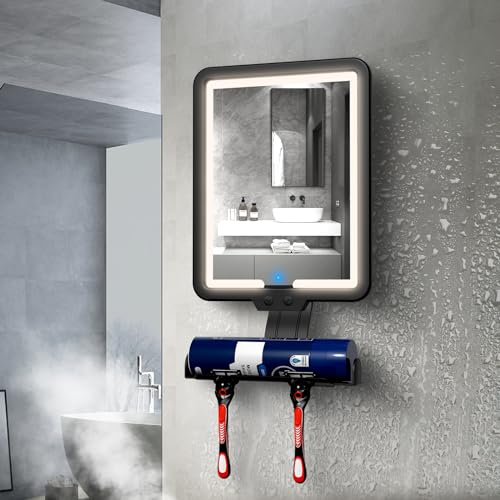 Fogless Shower Mirror with 3-Color LED Light & Defogging