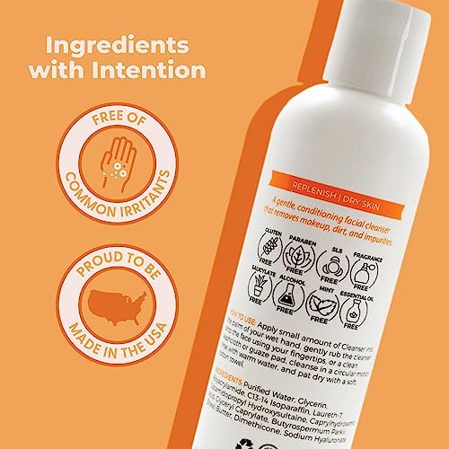 Cleure Gentle Face Cleanser for Dry Sensitive Skin - Hydrating Daily Lotion Cleanser, Non-Greasy, pH Balanced w/Shea Butter & Sodium Hyaluronate, Fragrance Free (8 oz, 2 Pack)