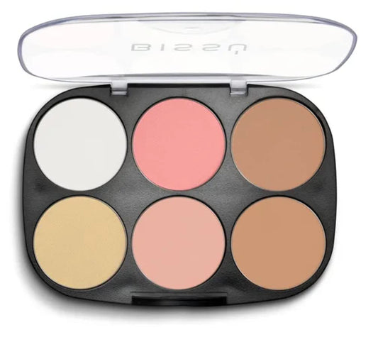 Bissú 6 colors Makeup Palette (4grms each color) includes 2 highlighters, 2 Bronzers, 2 Blushes (La Mera Mera)