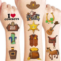 Cowboy First Temporary Tattoos 8 Sheets 78 PCS Western Party Decorations Supplies Favors Horse Rodeo Theme Birthday Cute Stickers Christmas Gifts for Boys Girls Class School Prizes Carnival