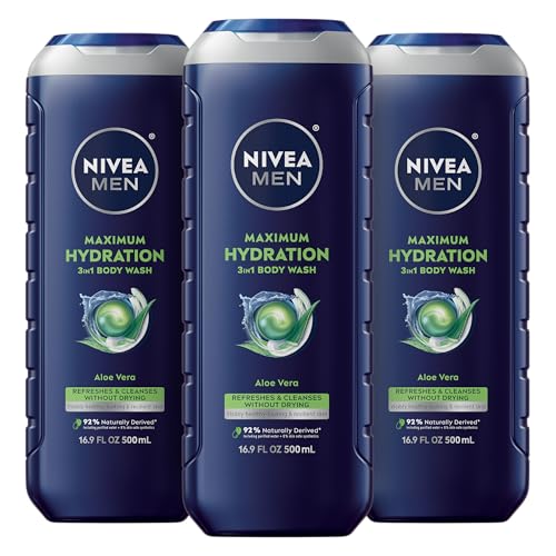 NIVEA MEN Maximum Hydration 3-in-1 Body Wash, 3 x 16.9 FL OZ
