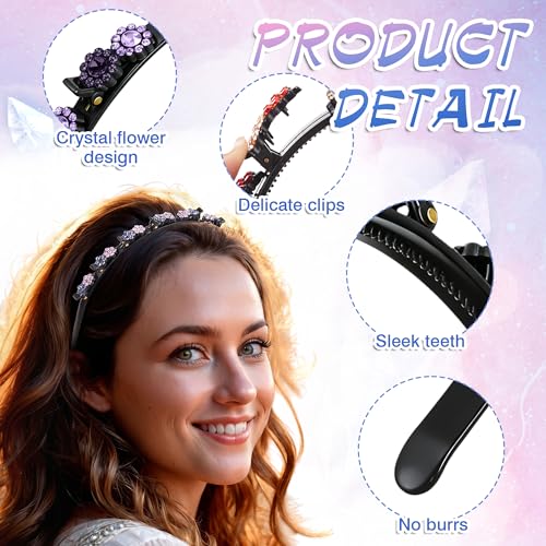 Suncalla Crystal Flower Rhinestone Headbands 12 Pack for Women Girls