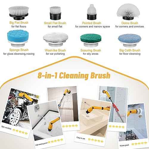 qimedo Battery Electric Tile Floor Scrubber Brushes Heads, 8-in-1 Electric Spin Scrubber Replacement Brush Heads for qimedo, Leebein, Keimi, Alloyman, Bomves, YKYI, BEI & Hong