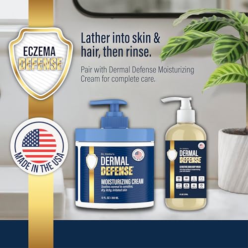 Dr. Eddie's Dermal Defense Sensitive Skin Body Wash - Unscented Body Soap, Hydrating Eczema Bodywash & Shampoo for Women & Men, Gentle Dry Itchy Skin Relief for Adults, Natural Ingredients - 8 fl oz