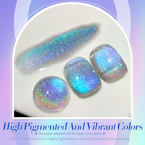 Born Pretty 9D Cat Eye Magnetic Nail Polish - Holographic Blue Purple 15ml