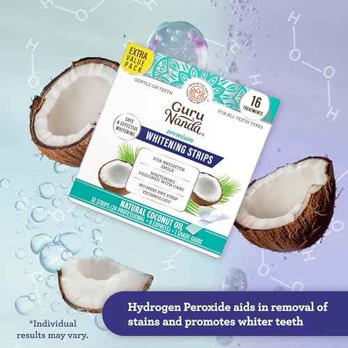 GuruNanda Teeth Whitening Strips - 16-Day Treatment with Non-Slip, Dry Strip Technology - Whitening Designed with Care for a Brighter Smile