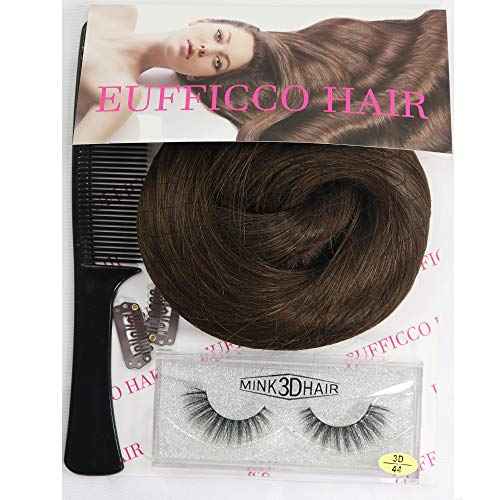 Real Human Remy Hair Lace Clip In Hair Extensions 18inch Finsih at 18.5inch 120g Color #2 Dark Brown Double Wefted Thick Ends Silky Soft Long Lifespan Tangle Free Human Hair Extensions