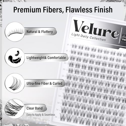 Velure Cluster Lash Extensions 8-16mm Wispy Natural