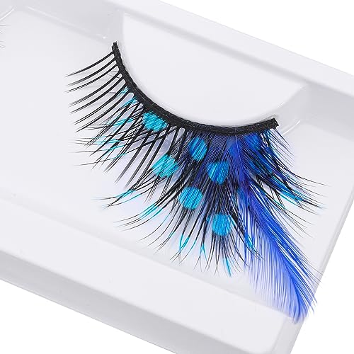Blue Feather Eyelashes Dramatic Extra Long Cosplay Lashes