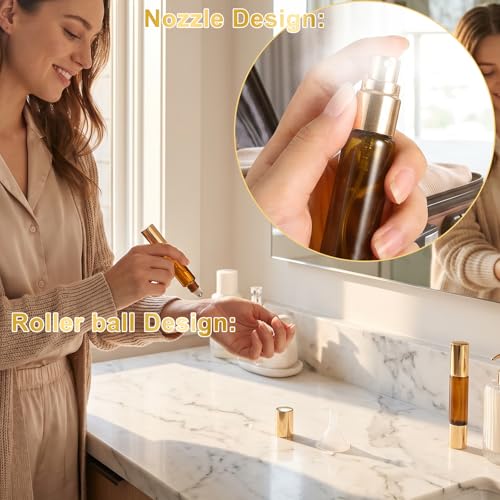 4-Pack Refillable Dual Head Perfume Spray & Roller Bottles