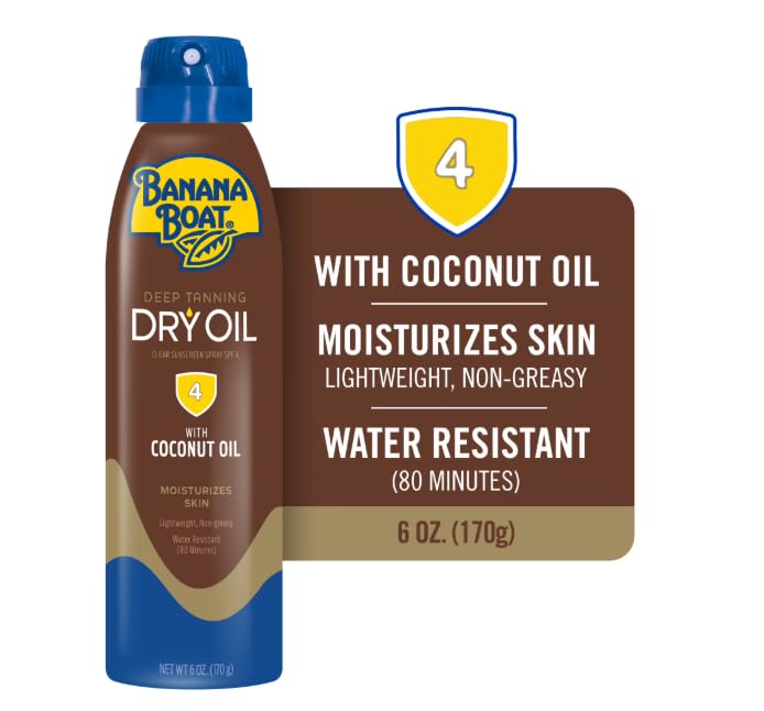 Banana Boat Deep Tanning Oil Spray SPF 4, 6 oz (Pack of 2)