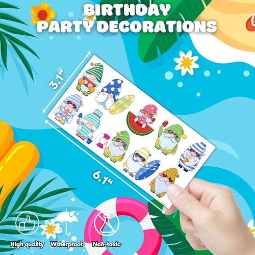 Summer Gnomes Temporary Tattoos, 10 Sheets 100 Pcs