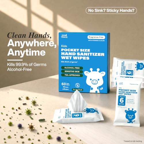 Zero Trace Alcohol-Free Hand Sanitizer Wipes – 60 Count