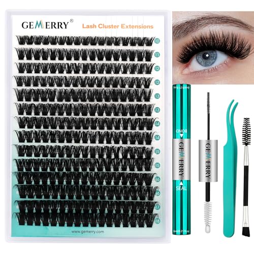GEMERRY 80P Beginner Lash Extension Kit 10-18mm with 280 Clusters & Glue