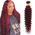 #99J Burgundy Deep Wave Human Hair Bundle 20 Inch