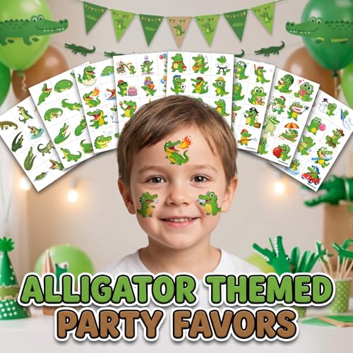 96-Piece Alligator Temporary Tattoos for Kids | Waterproof Party Favors