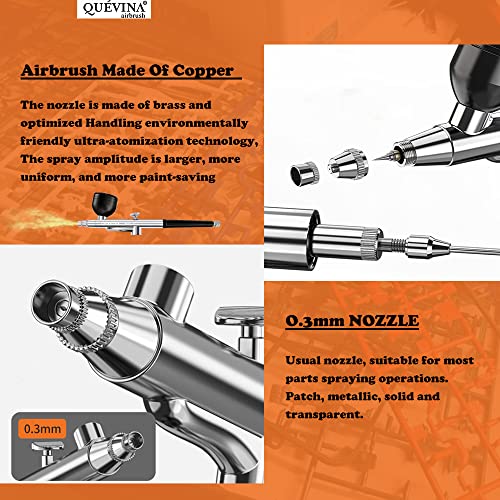 Quevina Cordless Airbrush Kit with Compressor, USB Rechargeable
