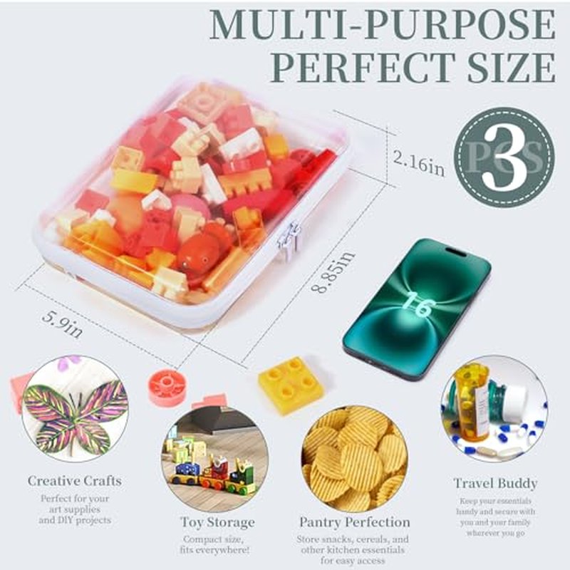 3 Pack Clear Hard Shell Zipper Pouches - Waterproof Makeup & Travel Organizer