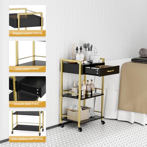 Beauty Salon Trolley Cart with Drawer & Shelves