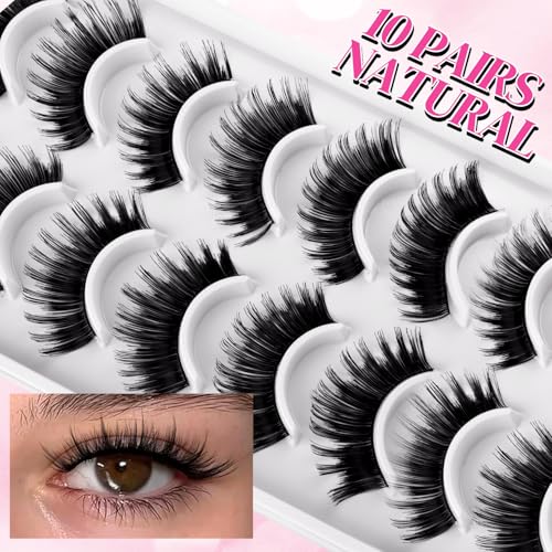 D-Curl Wispy False Eyelashes - 10 Pairs for Natural Volume