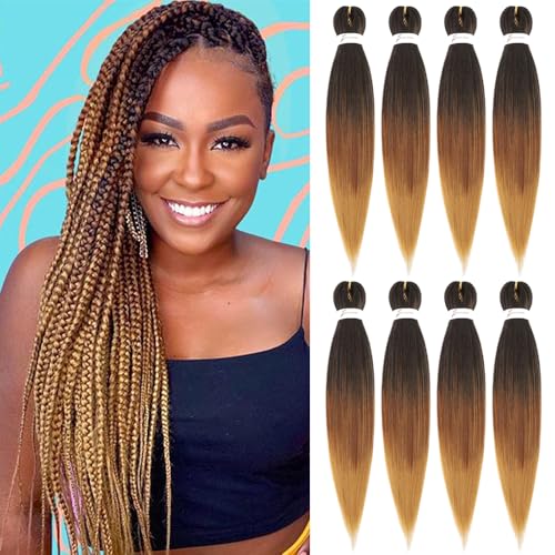 Pre Stretched Ombre Braiding Hair 26 Inch Synthetic Extensions for Women - Easy, Natural, Hot Water Set