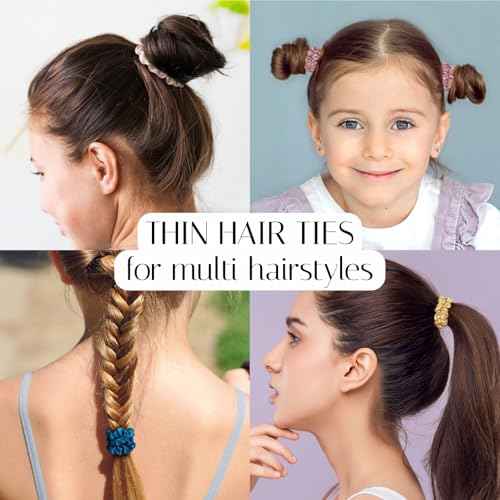 OLESILK Silk Hair Tie - 100% Mulberry Silk Scrunchies, Soft and Gentle Hair Accessories, Skinny for Women with Thin Fine Hair, 3 Count, Brown