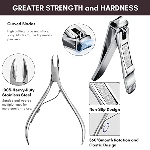 FAMILIFE 11-in-1 Manicure & Pedicure Set - Stainless Steel Nail Kit