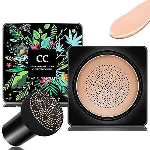 AWCCXMYM Mushroom Head Air Cushion CC Cream Long-Lasting Concealer BB Cream Moisturizing Color Corrector Foundation Makeup Even Skin Tone Liquid Face Makeup (Natural)
