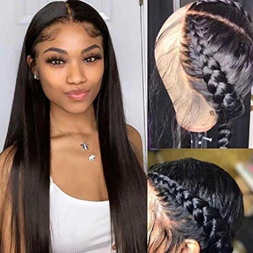 SUNKASA 22 Inch Black 4x4 HD Lace Front Human Hair Wig Pre-Plucked with Baby Hair