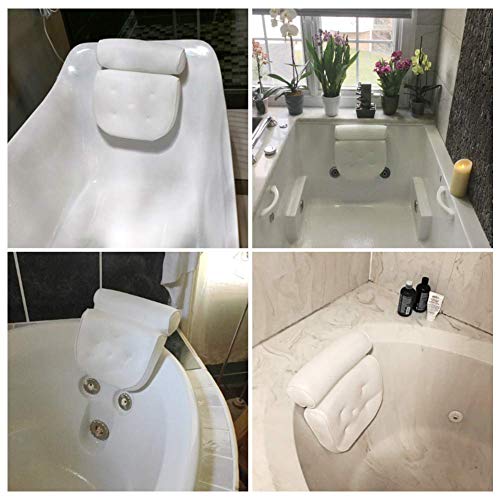 AmazeFan Bath Pillow with 4D Air Mesh Technology and Suction Cups - Supports Head, Neck, and Shoulders