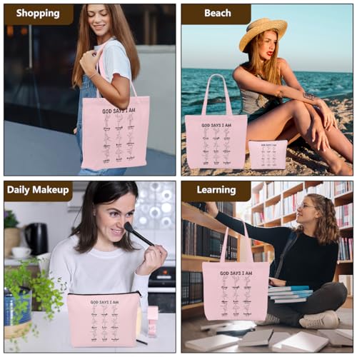 Christian Gifts for Women Dancer Girls Canvas Bag Makeup Bag Set Inspirational Dance Gifts Grocery Cosmetic Bags