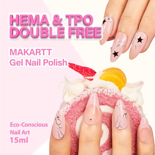 Makartt Milky Pink Gel Nail Polish with Rhinestone Glue 15ml HEMA-Free