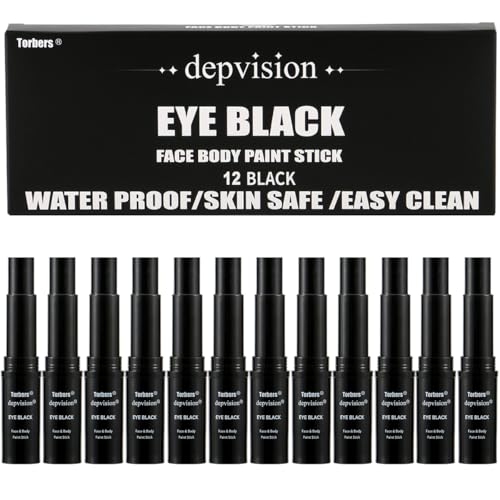 Depvision Eye Black Face Paint Stick for Sports,Waterproof Eye Black Baseball Gifts,Softball Football Face Body Paint for Halloween Makeup Colors Anti-Glare