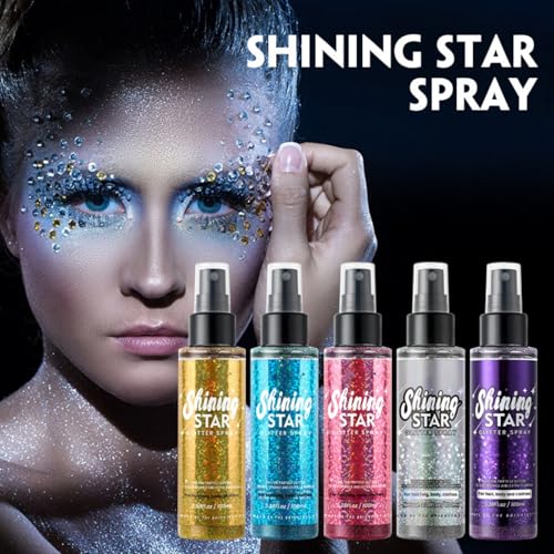 Body Glitter Spray - Long Lasting Shimmer Highlighter (100ml, Blue)