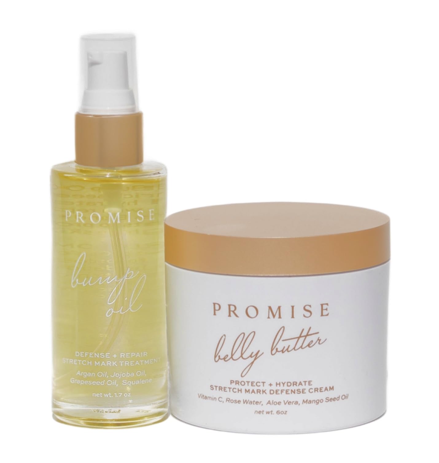 Promise Pregnancy Skin Care for Stretch Mark Prevention, Scars and Dry Skin, Ultra-Hydrating Belly Butter and Bump Oil for Pregnant Women, Vegan, Non-Toxic, Set