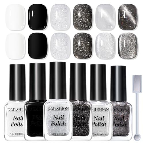 Cat Eye Nail Polish Set, 6 Colors with Magnet, Air Dry