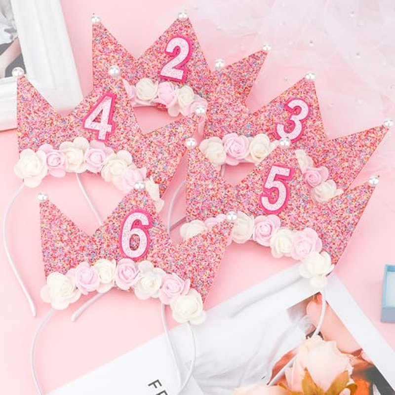 2nd Birthday Crown for Girls - Flower Tiara Headband