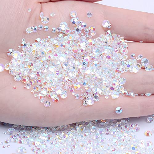 5040pcs Flatback Crystal Rhinestones Half Round Glue Fix Rhinestone Diamantes Gems for Crafts Nail Art（Transparent AB,SS10/2.7-2.9mm