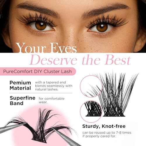 Cluster Lashes Wispy Lash Clusters, 168pcs D Curl Natural Volume Lashes Clusters, DIY Individual Eyelash Extensions with Soft Ultra-thin Band, 9-16mm (56D)