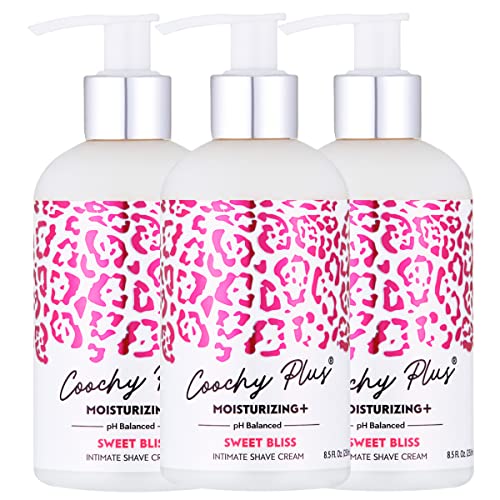 Coochy Plus Intimate Shaving Cream MOISTURIZING Plus SWEET BLISS For Pubic, Bikini Line, Armpit - Rash-Free With Patent-Pending Formula ? Prevents Razor Burns & Bumps, In-Grown Hairs, Itchiness 3 Pack
