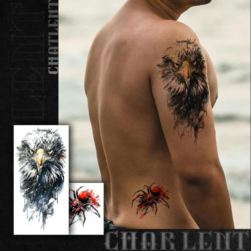 Watercolor Wildlife Temporary Tattoos for Men, 25 Sheets
