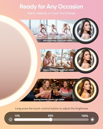 Travel Makeup Mirror with Lights, 1X/30X Magnification, 3 Color Modes
