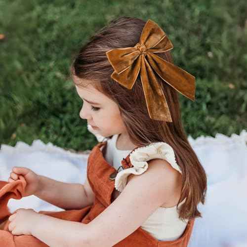 2PCS Velvet Hair Bow Brown Bow Hair Ribbon Clips for women Girls Fall Alligator Hair Clips Hair Accessories Toddlers Kids Teens