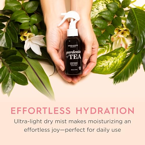 One Love Organics Gardenia + Tea Antioxidant Body Oil Spray ? Lightweight Certified Organic & Cruelty Free Dry Oil Mist for Silky, Hydrated Skin 4 oz