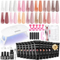 JEWHITENY 14-Color Poly Extension Gel Nail Kit with Mini Lamp & Slip Solution