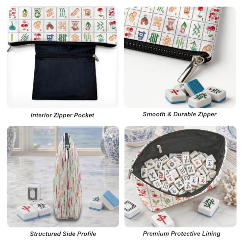 Blue Leaves Mahjong Tile Bag – Canvas Organizer for American Tiles