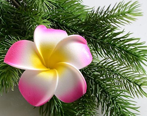 12PCS Women Girls 2.36" Hawaiian Hawaii Bohemia Style Plumeria Foam Flower Hair Clips Decoration Hair Barrette Hairpin For Bridal Wedding Party Beach Holiday (Pink)