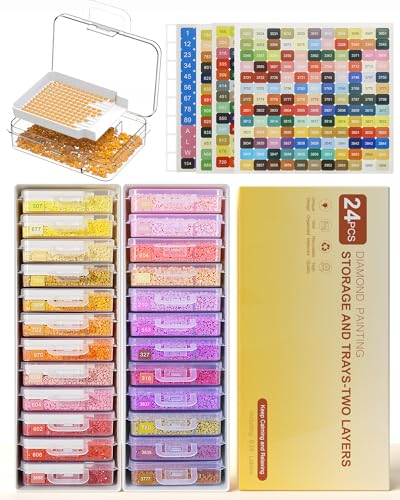 Redtwo 24-Piece Diamond Painting Storage Trays Set, White - Organizer & Drill Containers
