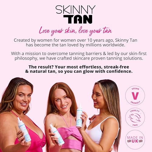 Skinny Tan Body Glow Gradual Tan Lotion - Lightweight, Fast-Absorbing Formula - Coconut and Vanilla Scent - Enriched with Aloe Vera and Guarana - Natural, Streak Free Gold Color - Medium - 9.4 oz